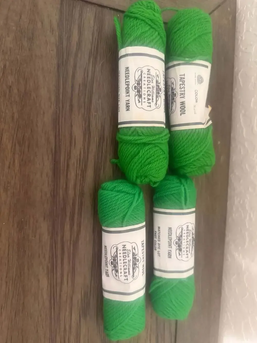4 Pack Vintage Elsa Williams Needlecraft Creations Tapestry Wool Yarn N422 Green